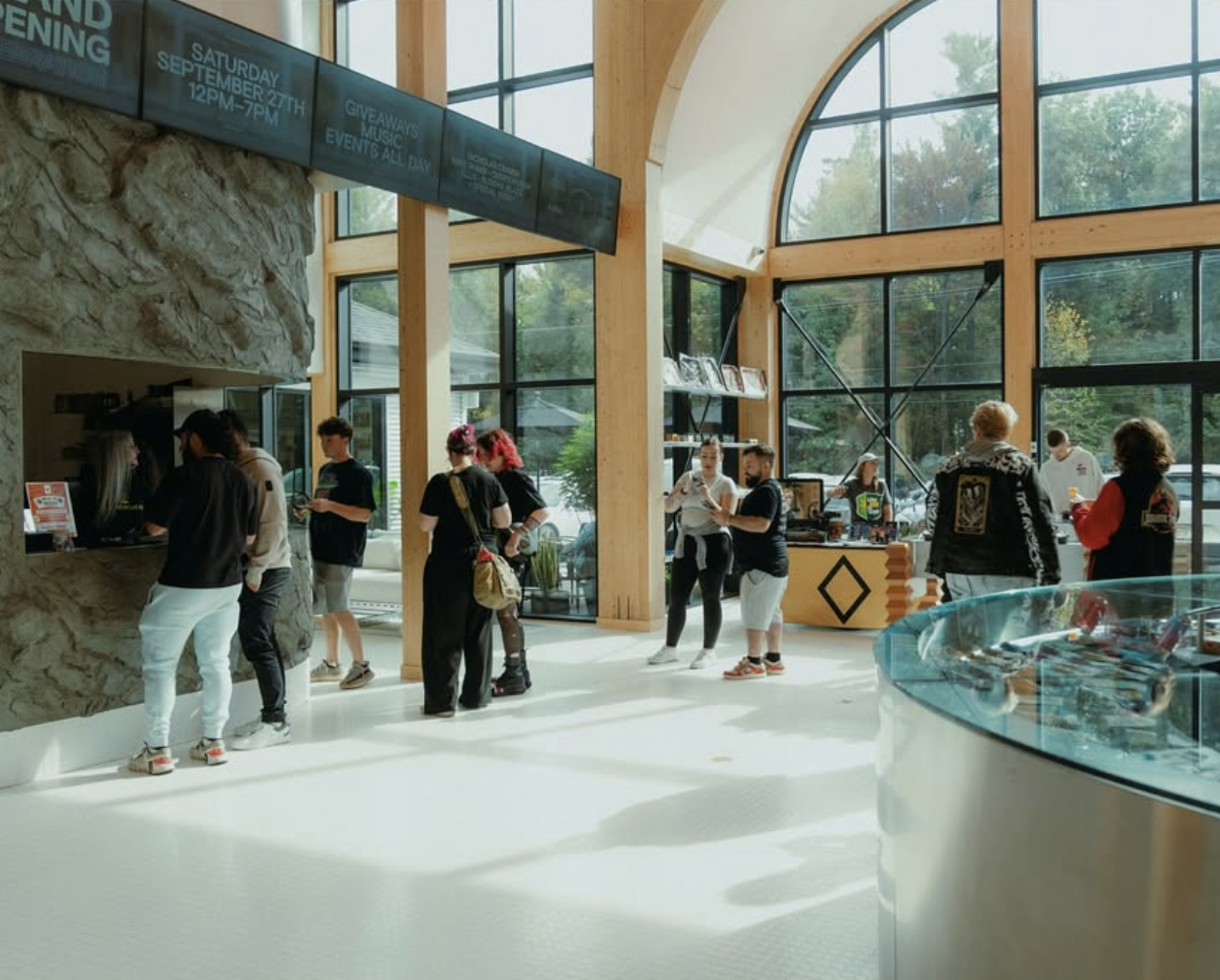 Customers being served inside The Medicine Box dispensary